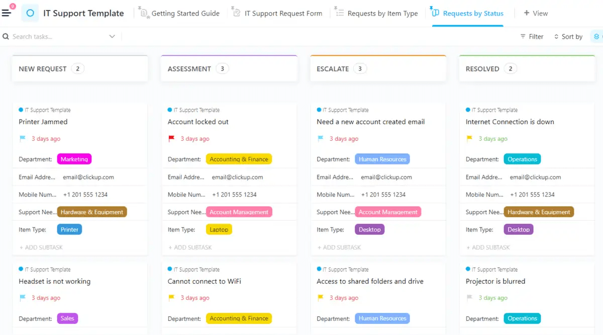 Submit your IT requests and get immediate support with ClickUp’s IT Support form