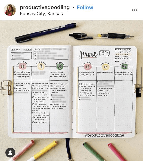 Layout semanal