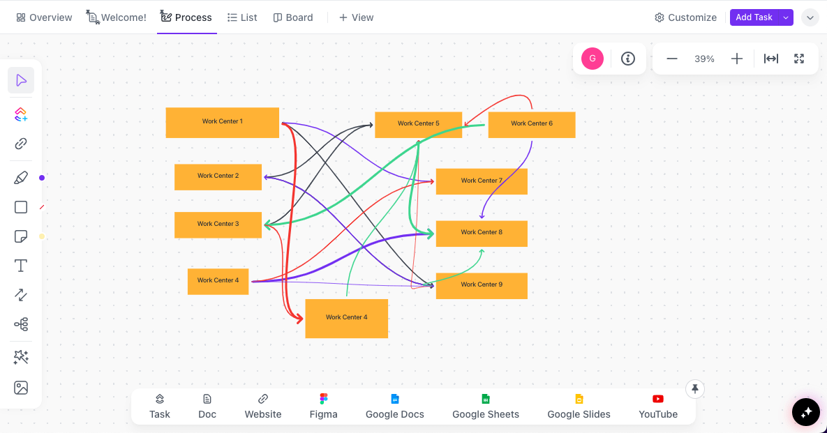 ClickUp Whiteboard’s drawing features