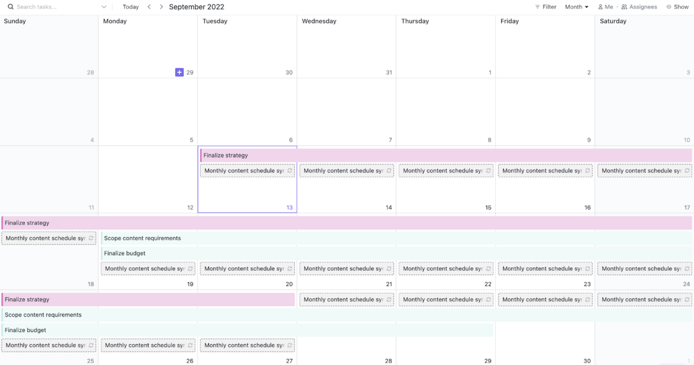 ClickUp Calendar View