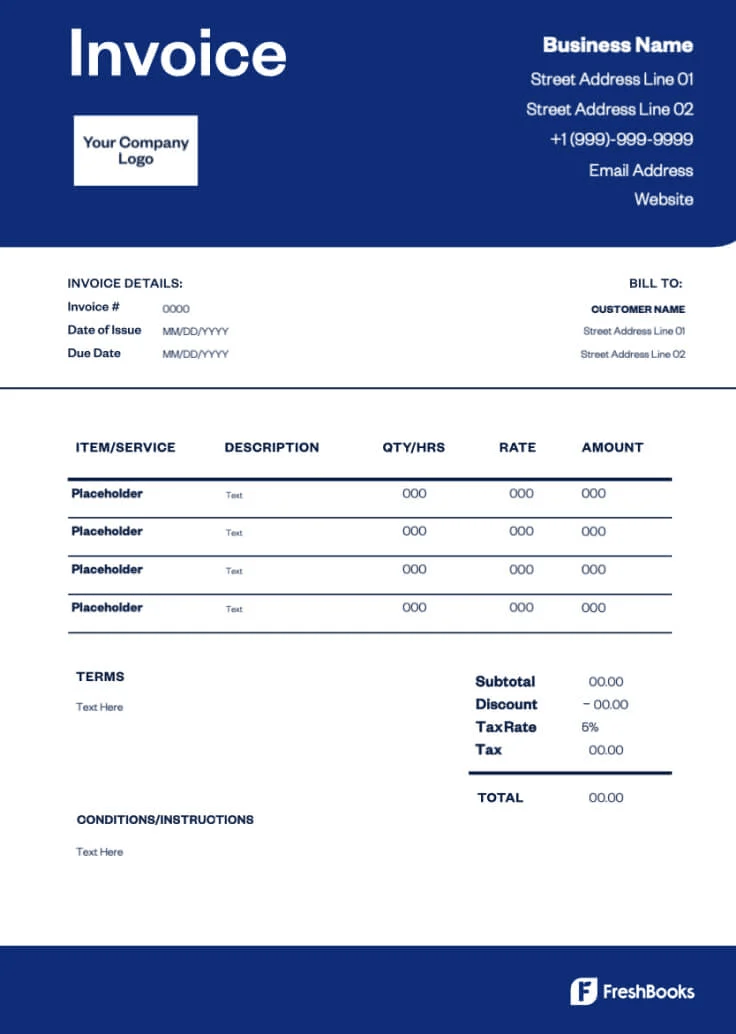 Google Sheets Invoice Template by FreshBooks