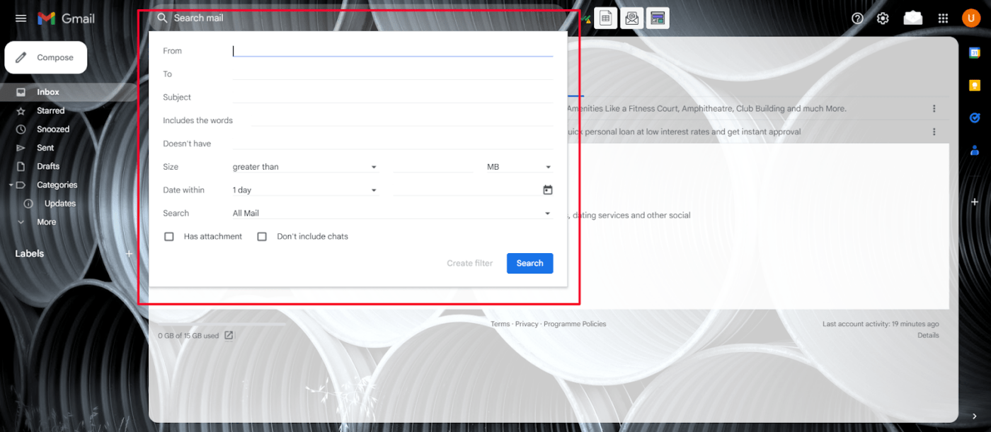 Specificare i criteri di filtro in Gmail