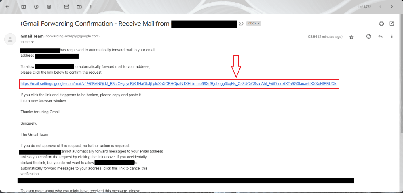 Verifica dell'indirizzo di inoltro in Gmail