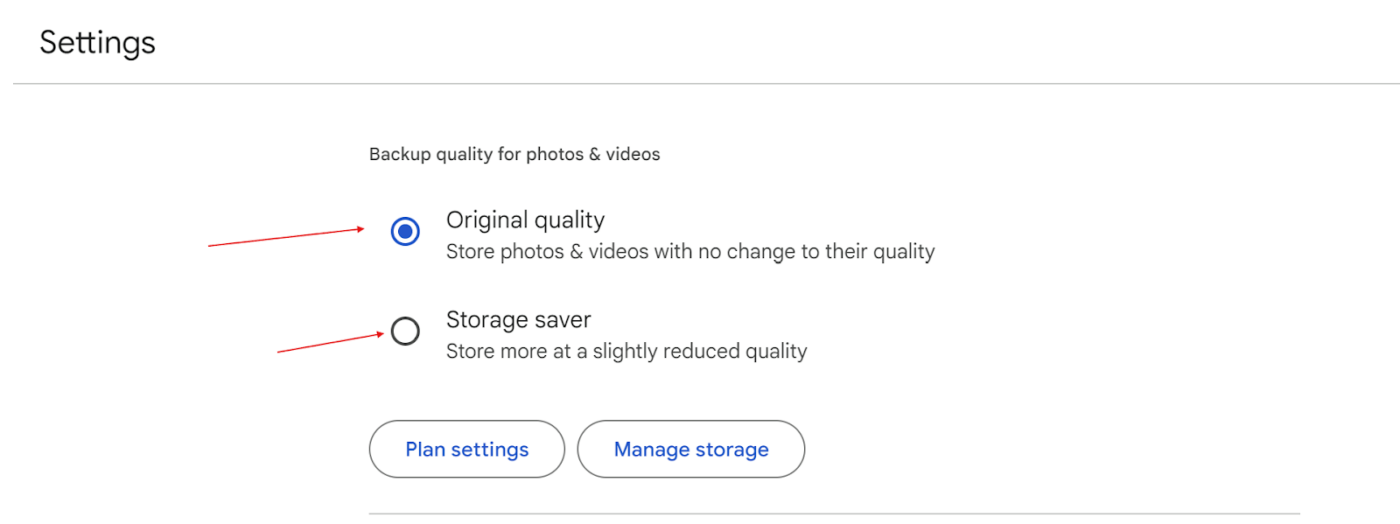 Switch from original quality to storage saver in your Google Drive settings