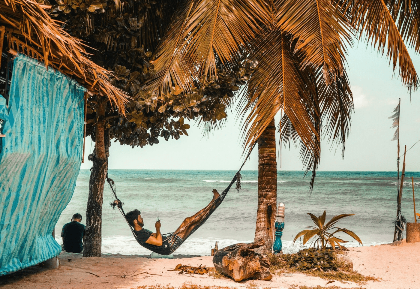 Person relaxing in a hammock