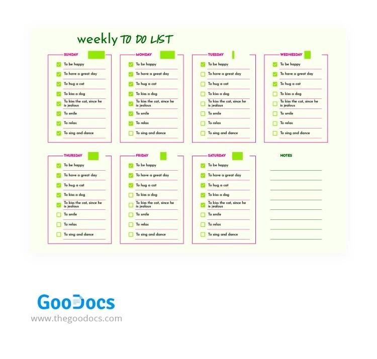 Google Sheets Summer To-Do List Template by GooDocs