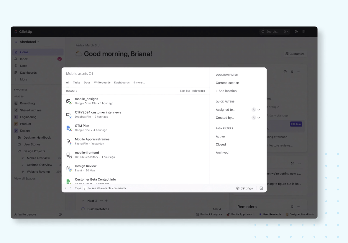 ClickUp Universal Search