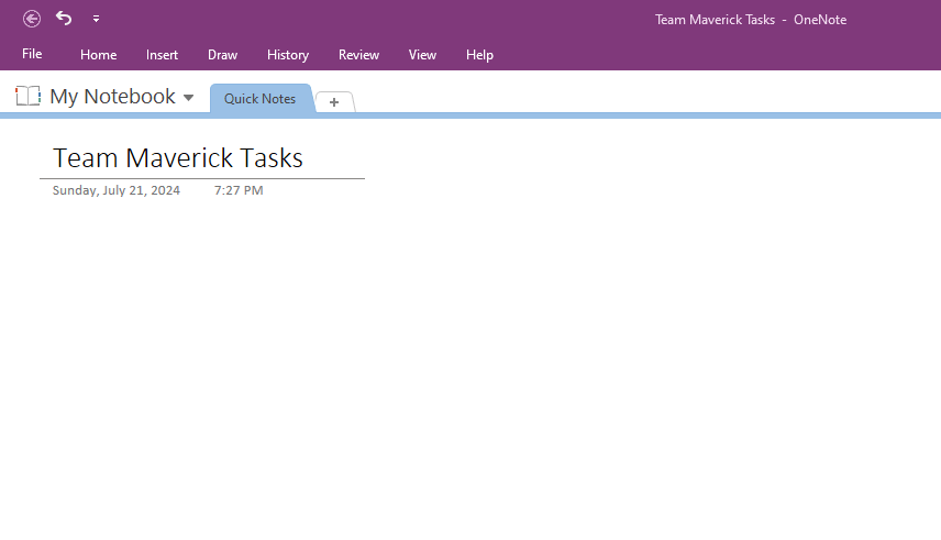 Adding a new page to start your checklist creation in OneNote