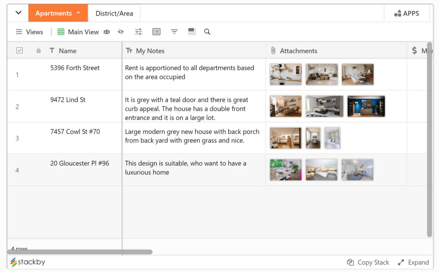 Template Berburu Apartemen oleh Stackby