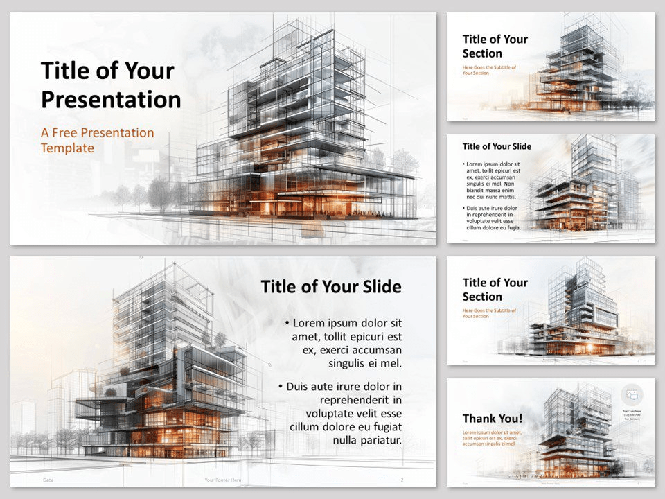 Architectuur-schets sjabloon van PresentationGo