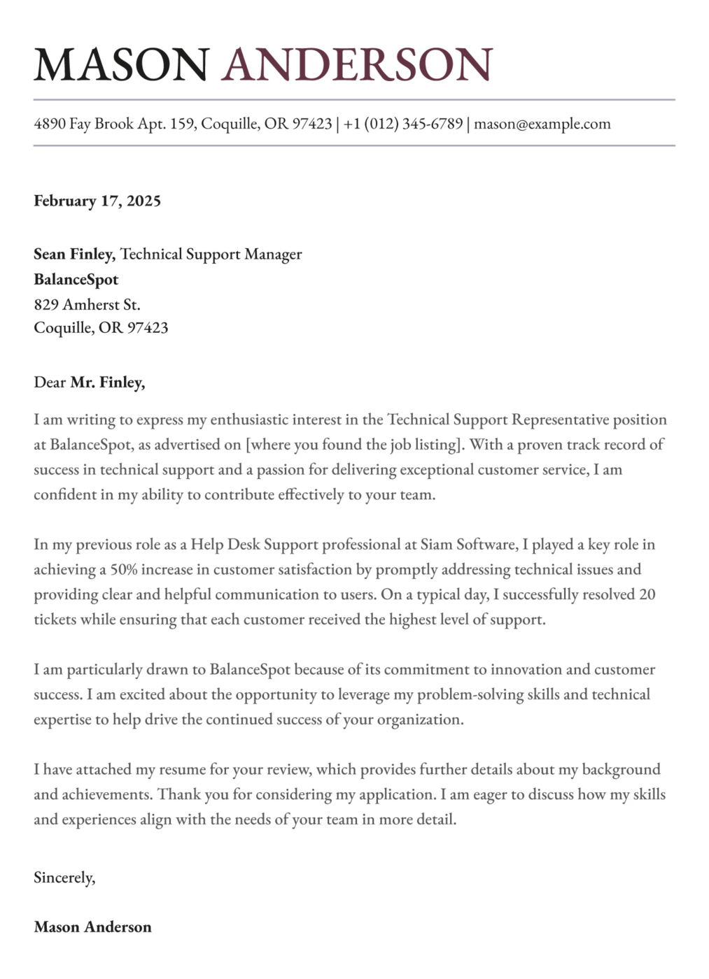 Basic Cover Letter Template