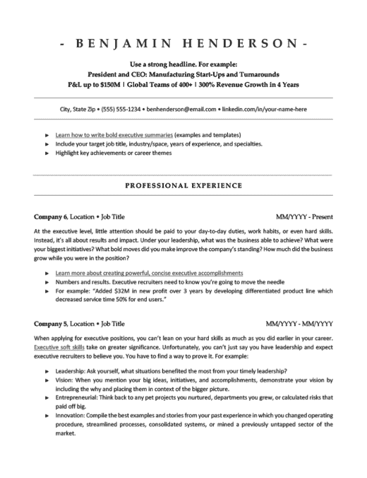 CEO Resume Template