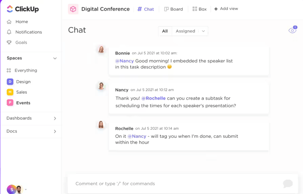 Make internal communication easier with ClickUp ChatView