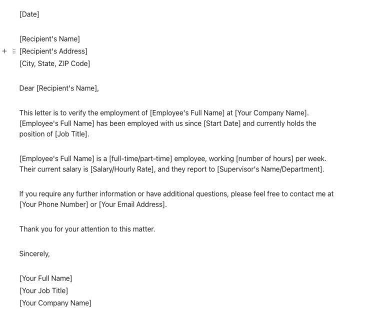 ClickUp Employee Verification Letter Template