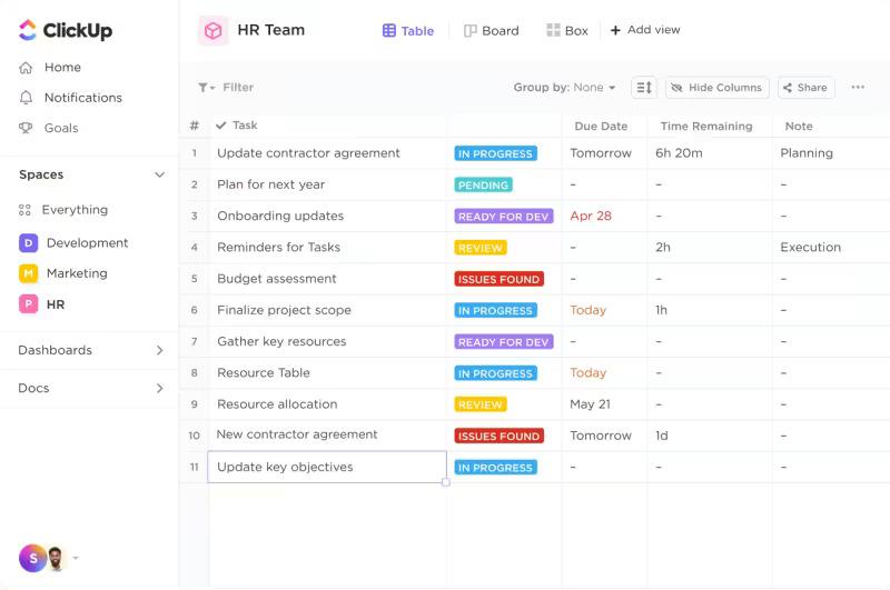 ClickUp HR tool for rostering software