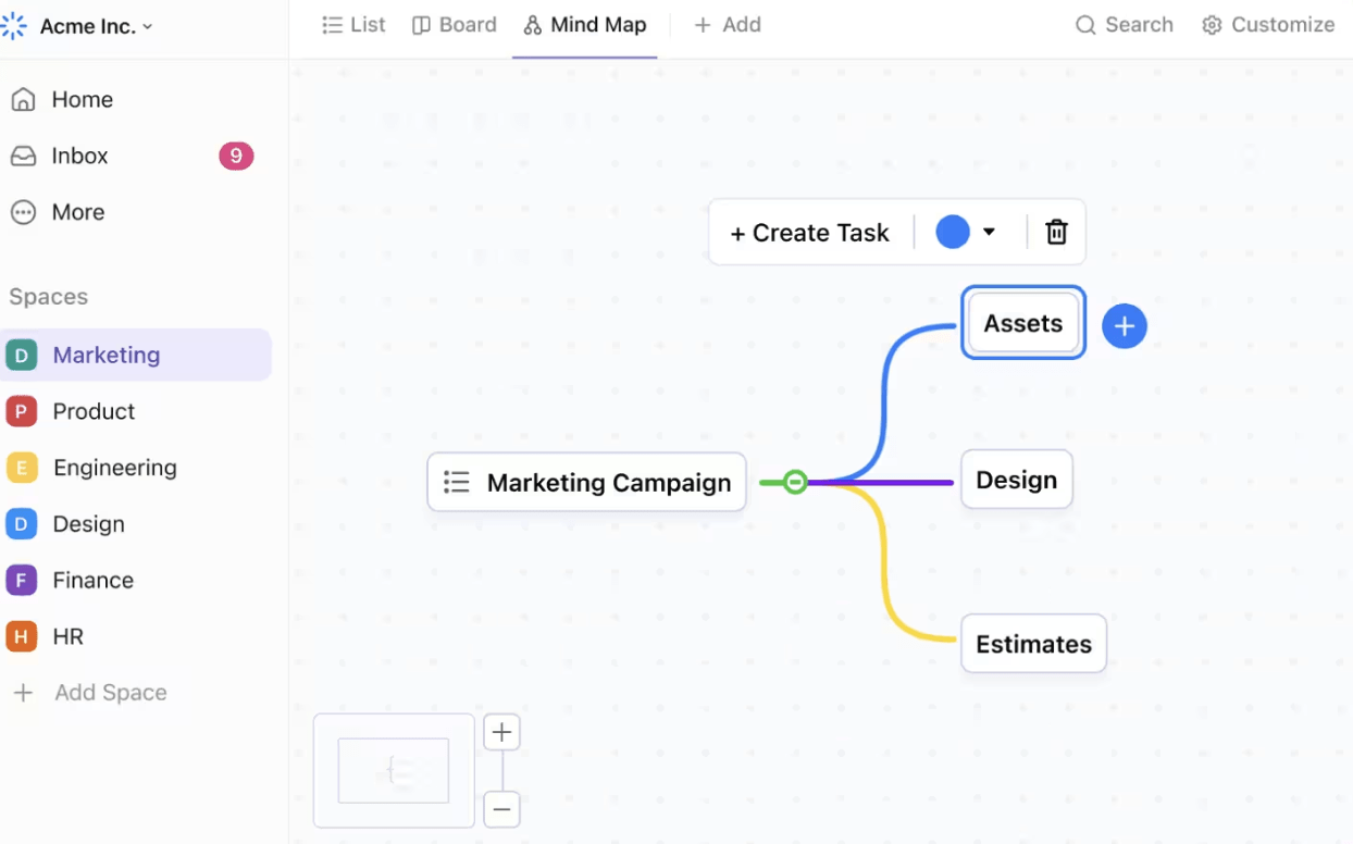 Mapas mentales de ClickUp