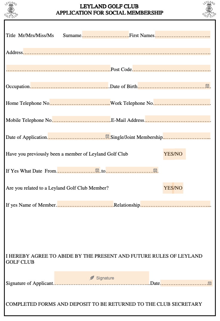 Club Membership Form Template by PDF Filler