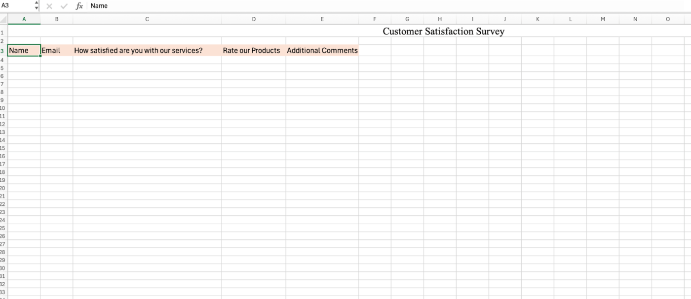 Excel でアンケートを作成する方法を学ぶために、アンケートの構造を作成します。