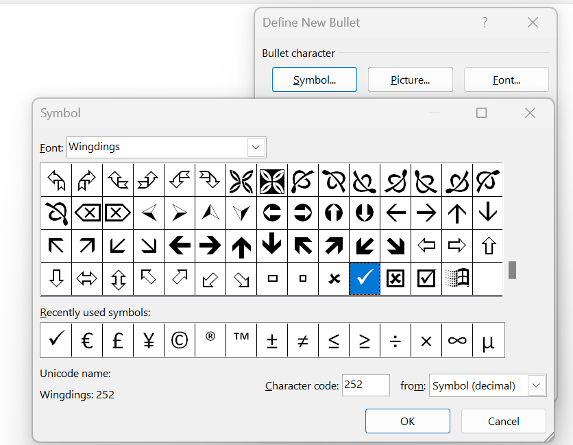 Membuat daftar periksa khusus cetak di MS Word