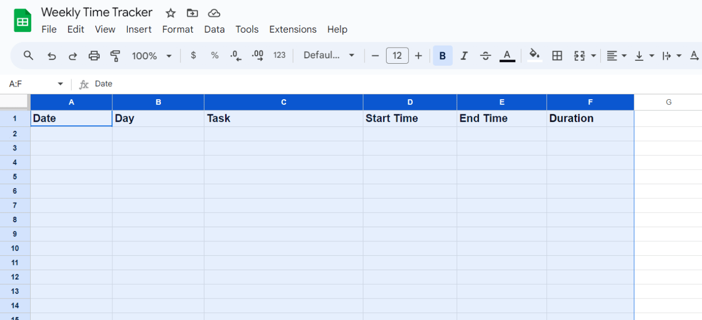 Blank sheet in Google Sheets