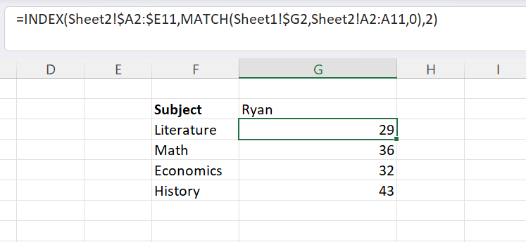 INDEX-MATCH Formel in Excel