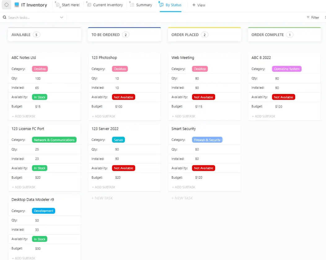 IT Inventory Template by ClickUp