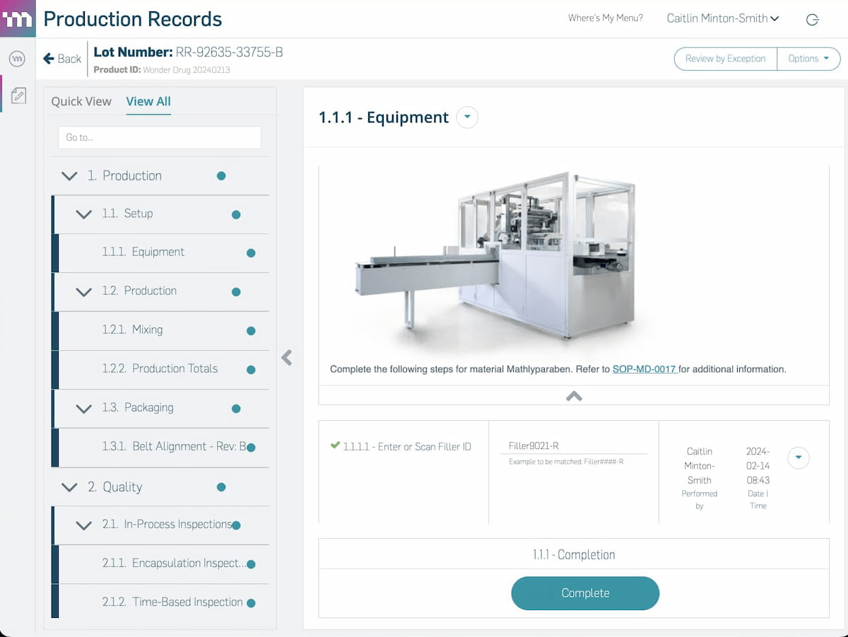 MasterControl productieregistratie