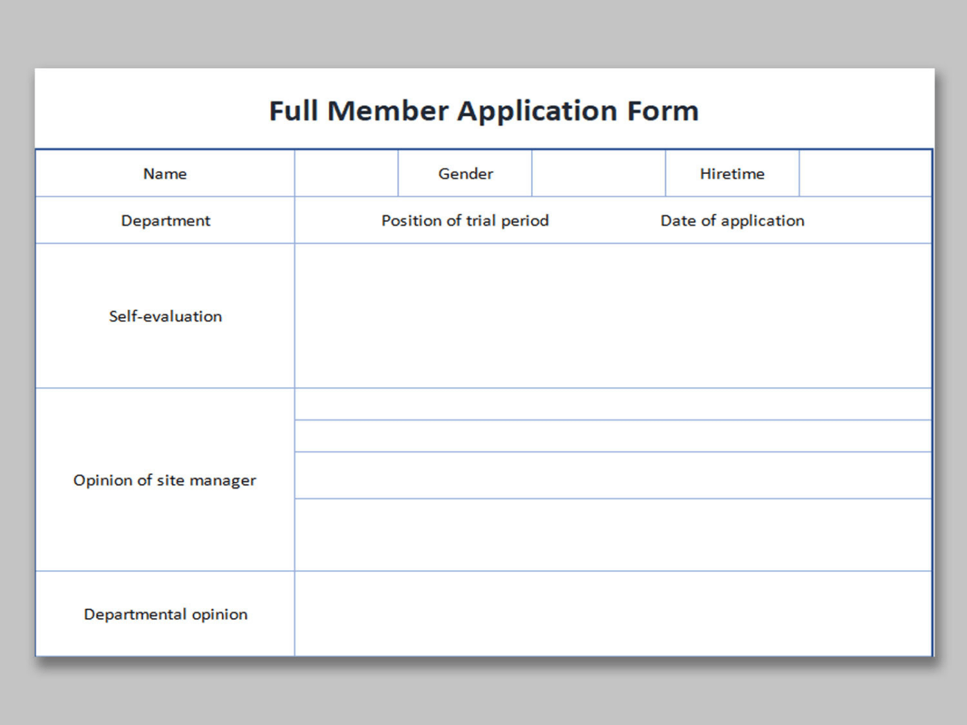 Member Application Form Template by WPS