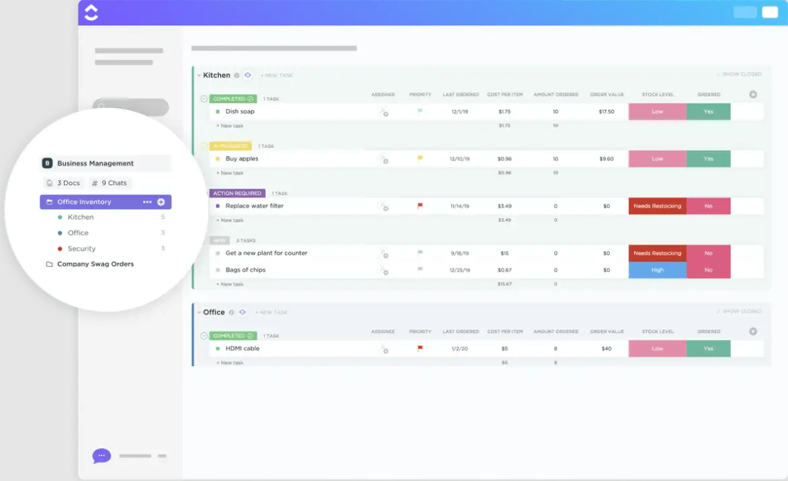 Office Inventory Template by ClickUp