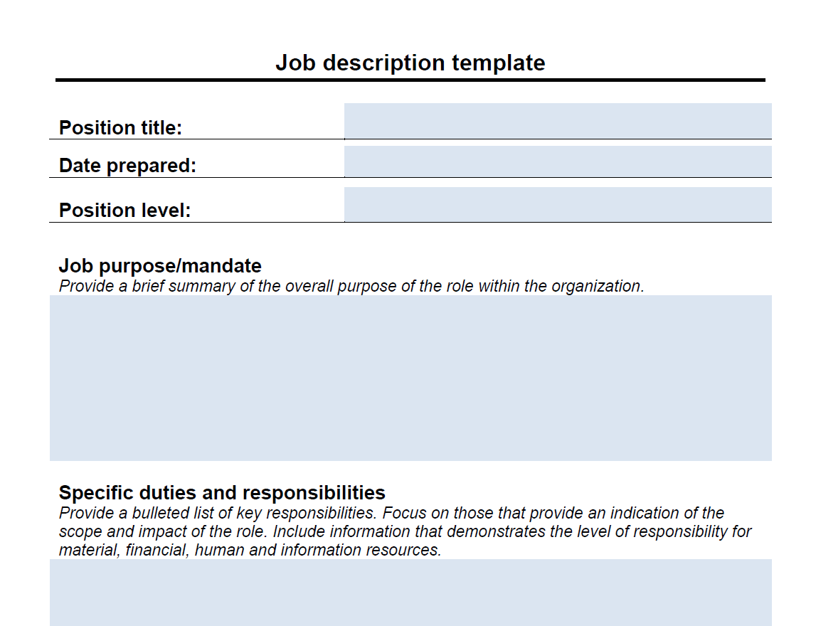 Description d'emploi simple