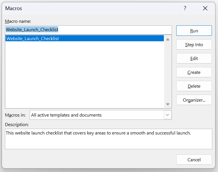 Menjalankan Makro yang disimpan di MS Word