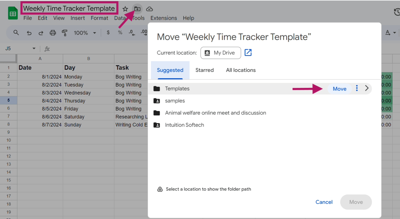 Saving tracker as a template