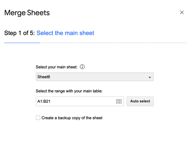 Step 1 to use the ‘Merge Sheets’ add-on in Google Sheets