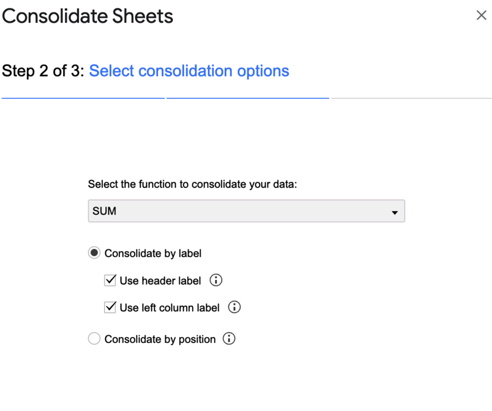 Step 2 to use the ‘Consolidate Sheets’ add-on in Google Sheets