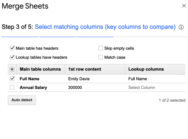 Step 3 to use the ‘Merge Sheets’ add-on in Google Sheets