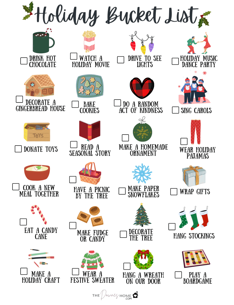 The Downes Home’s Holiday Bucket List Template