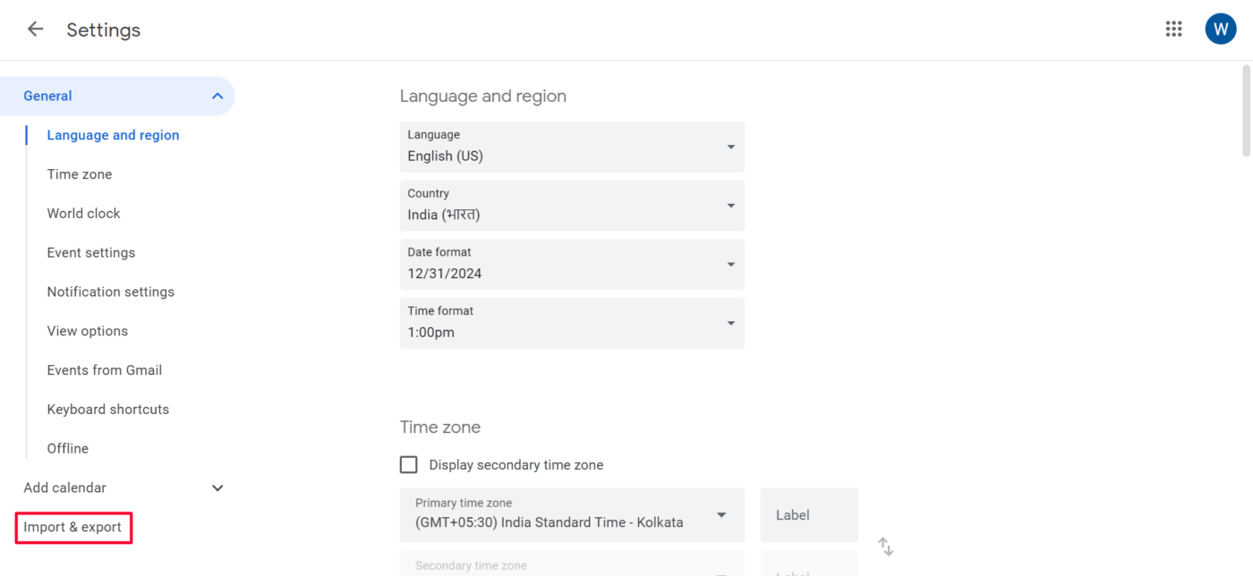 Export your calendar data