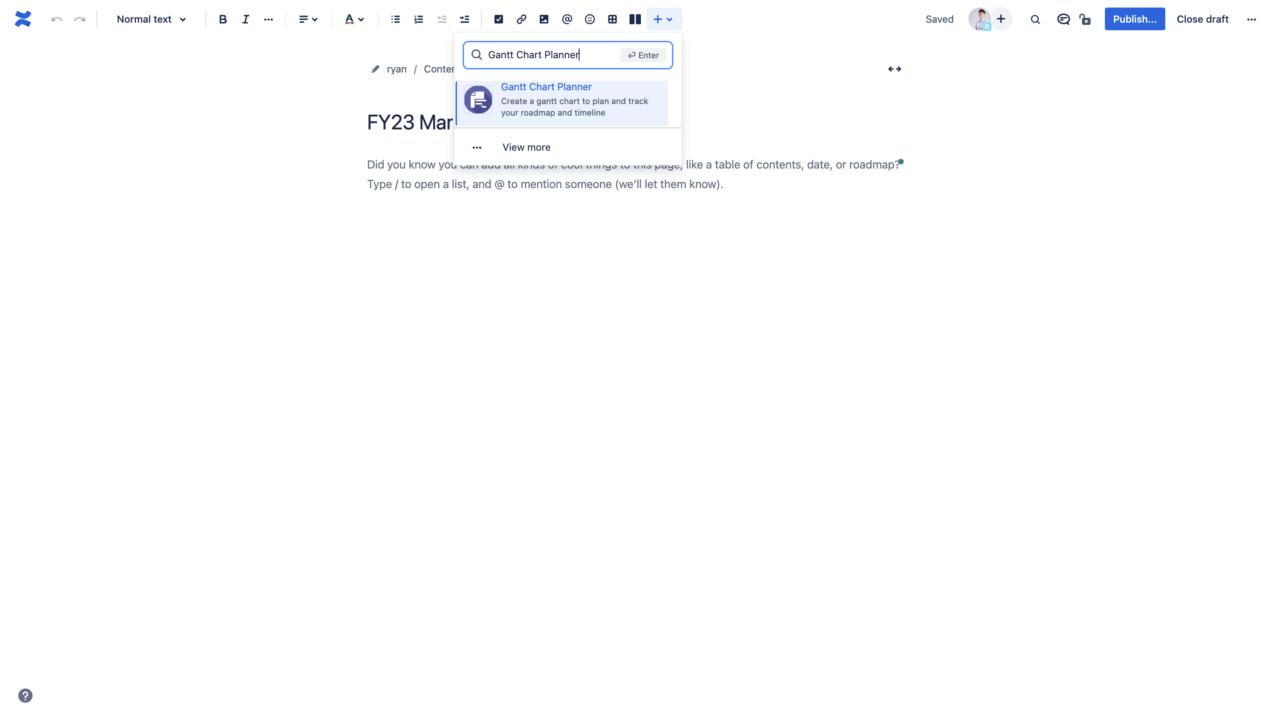 Gantt Diagramm Planer zu Ihrer Confluence Seite hinzufügen