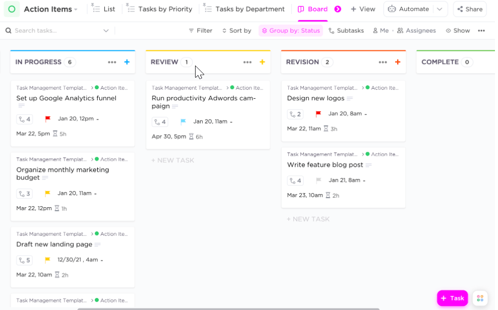 Identifique y priorice las tareas más importantes utilizando la plantilla de gestión de tareas de ClickUp