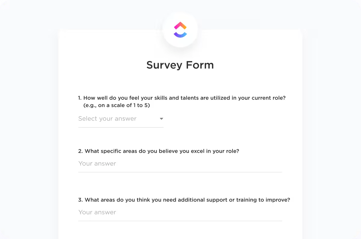 ClickUp Forms to assess Employee Strengths and Weaknesses 