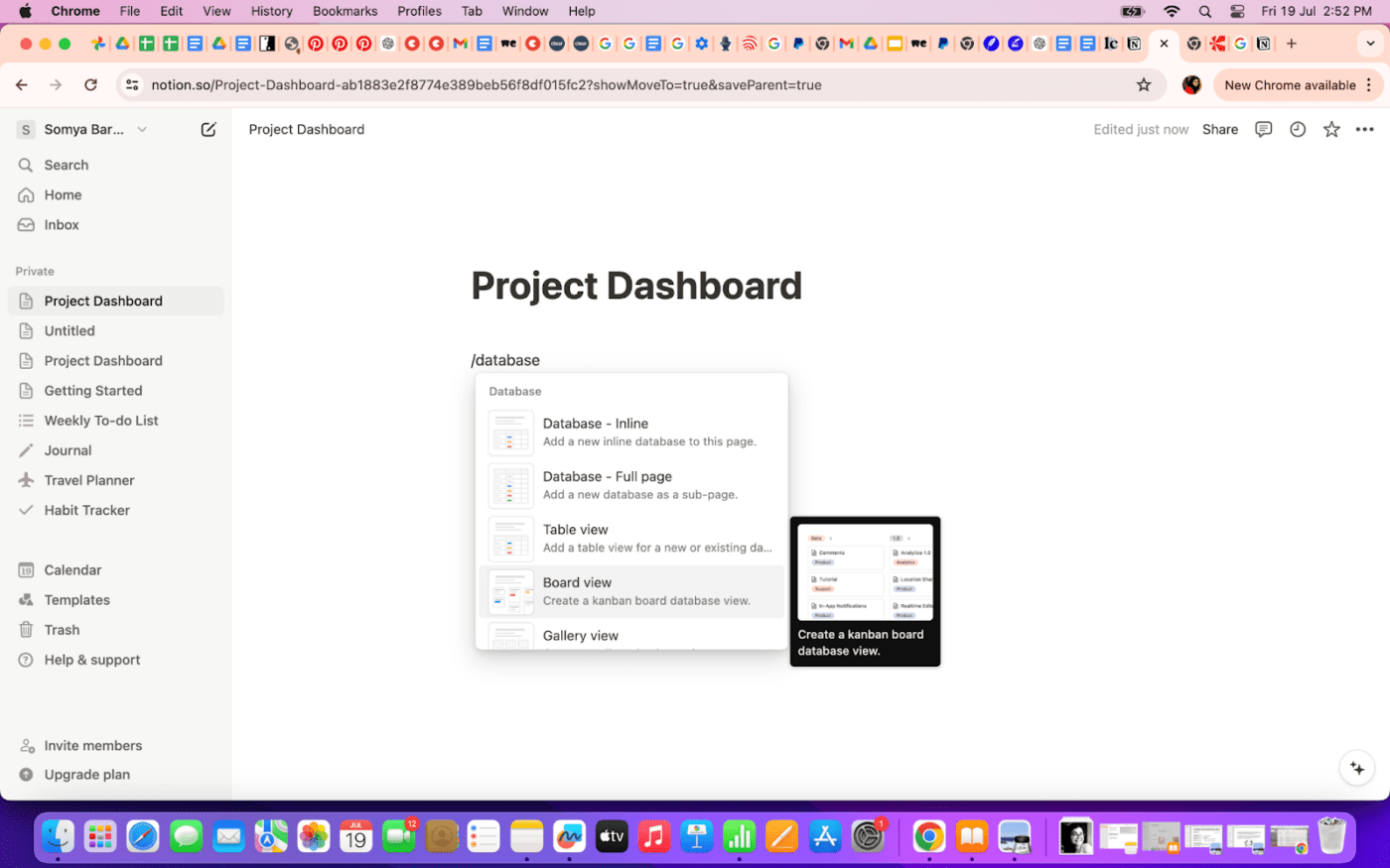 Database in Notion Dashboard