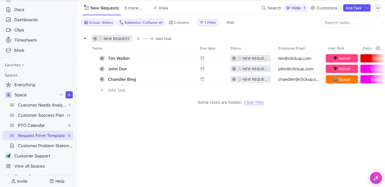 ClickUp Request Form Templateを使って、新しいチームメンバーをタイムオフシステムに参加させましょう。