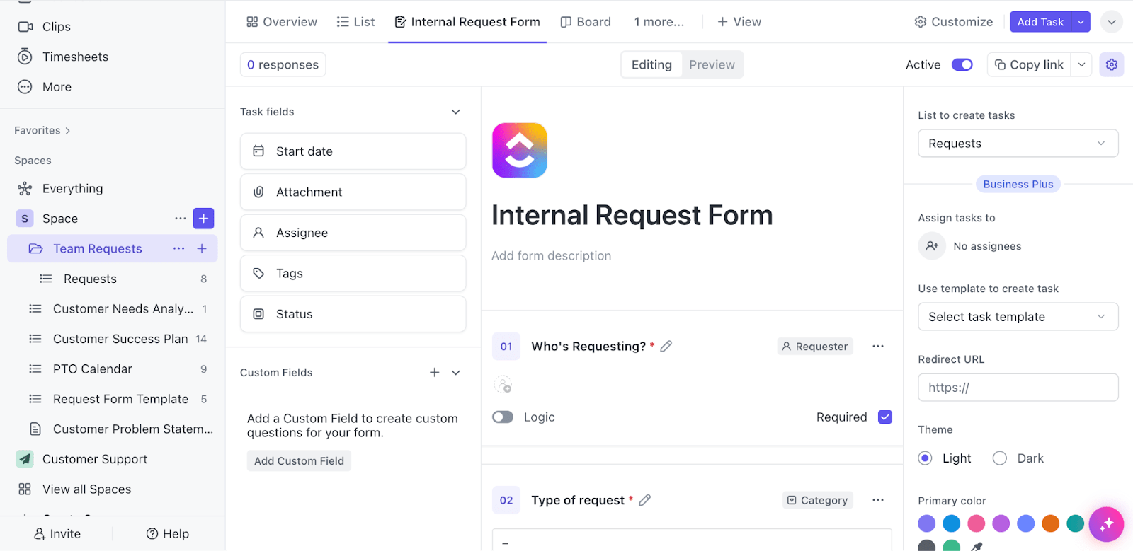 Unify your request process (from time off to software access) with the ClickUp Team Requests Template