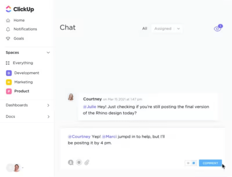 ClickUp Chat View