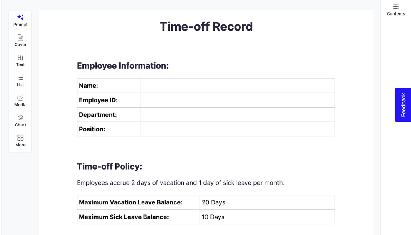 Time-off Record HR Template