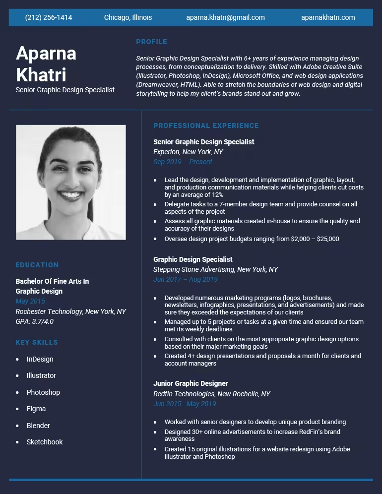 Senior Graphic Design Specialist Resume Template