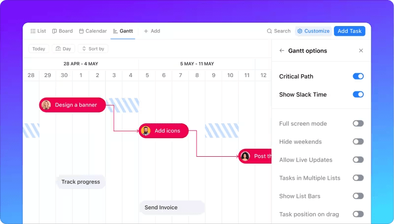 Customize and refine your Gantt Charts