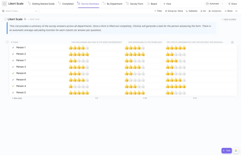 ClickUp Likert Scale Beginner Template