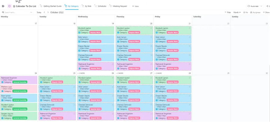 ClickUp Kalender Zu erledigen Liste Vorlage