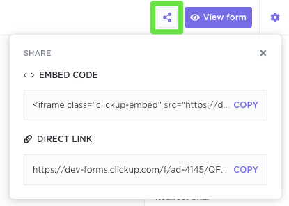 uso compartido de Formularios ClickUp